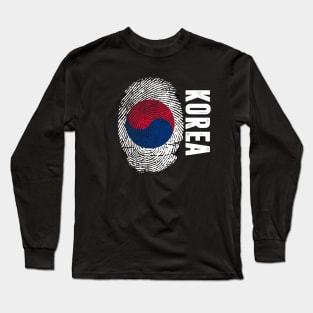 Korea Flag Fingerprint My Story DNA Korean Long Sleeve T-Shirt